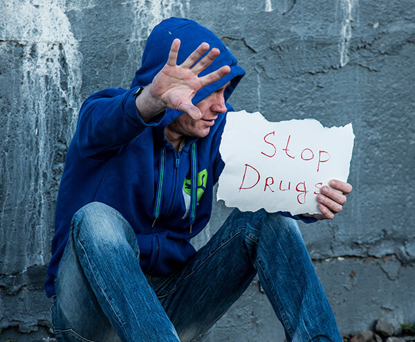 Grafika ilustrująca dział punkt ds. przeciwdziałania narkomanii